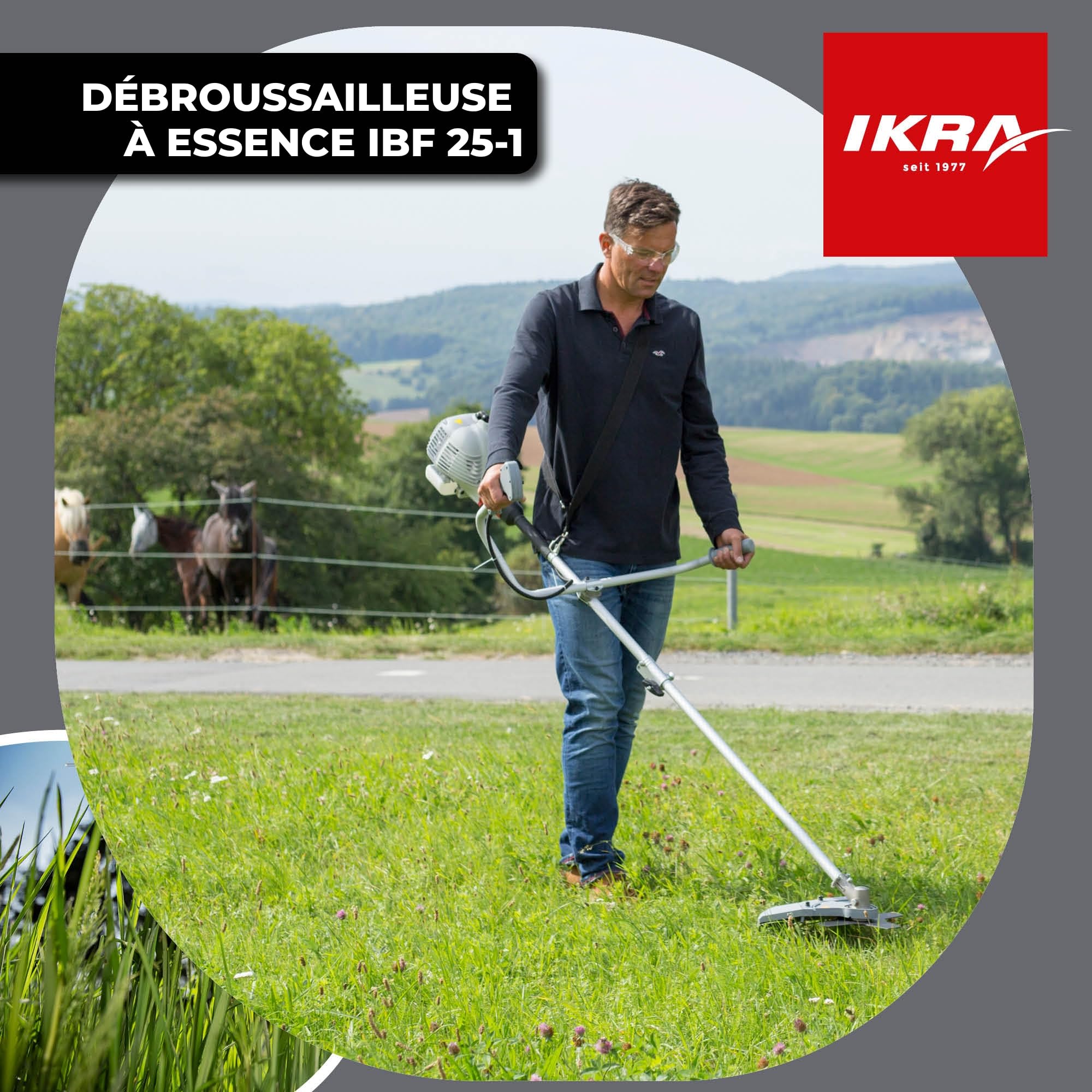 IKRA débroussailleuse à Essence IBF 25-1 avec Bobine de Fil & Lame