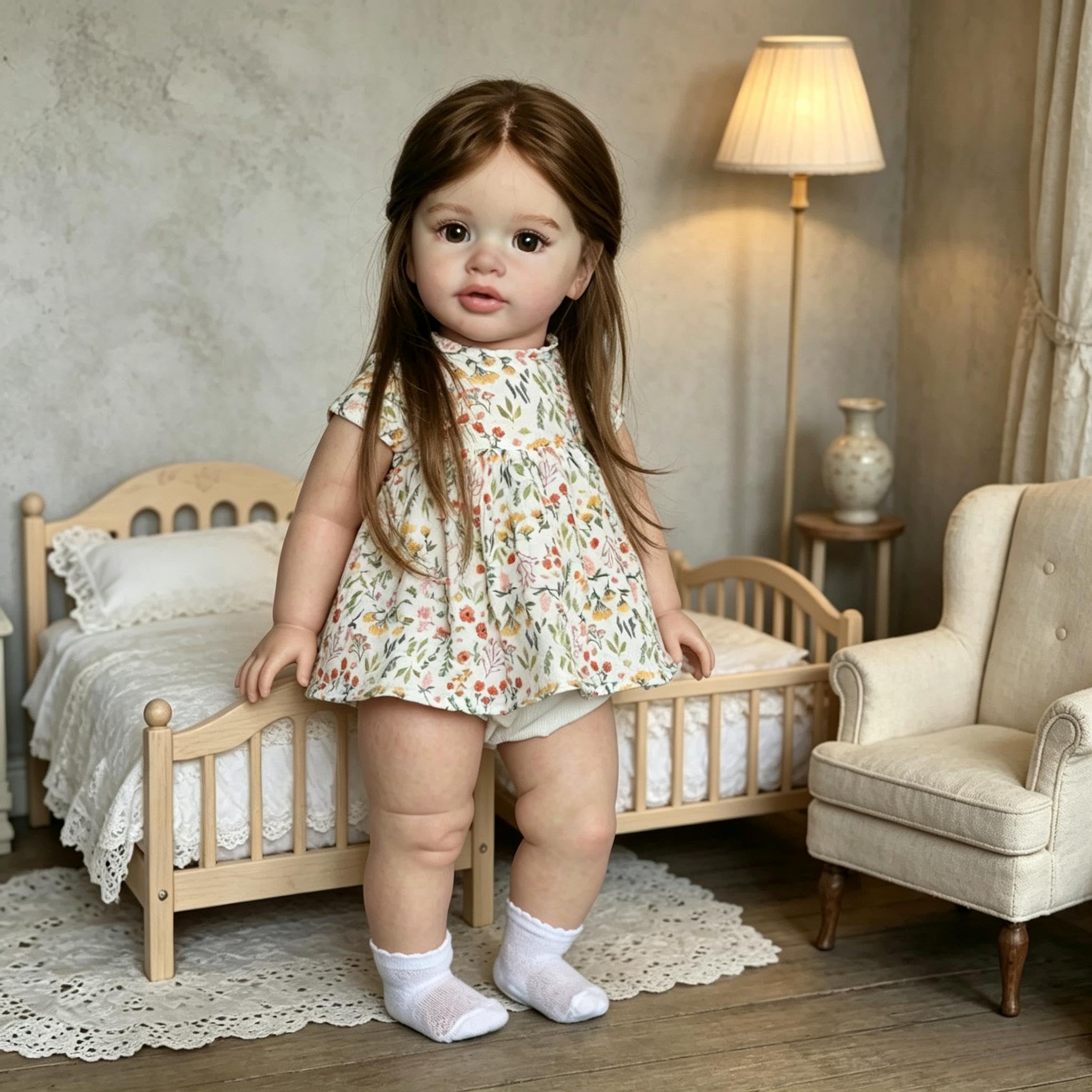 RXDOLL Big Size Reborn Baby Dolls Pippa 66 cm Realistyczne Reborn Maluch Dziewczynka Miękka tkanina Winylowa Body Prawdziwie wyglądająca laleczka Baby Doll Długie włosy Realistyczna lalka dla dzieci w