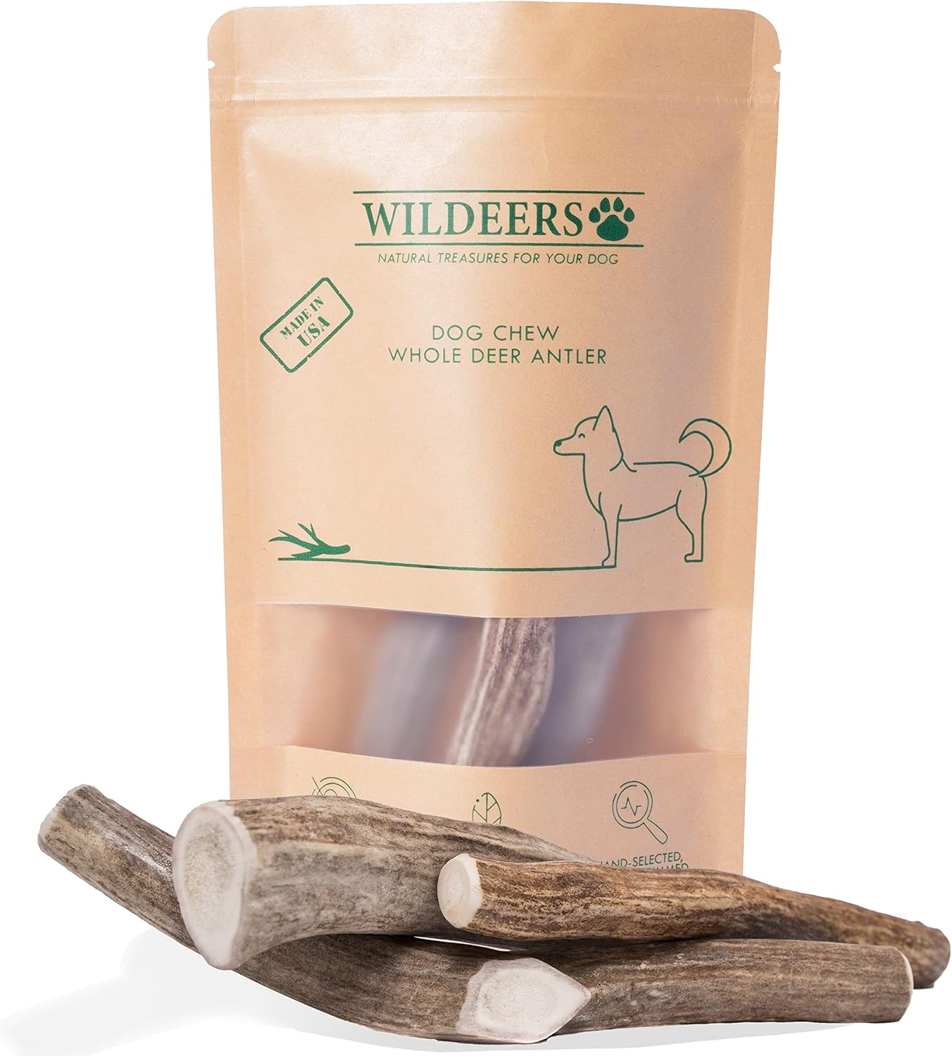 Wildeers Large Deer Antlers for Dogs Premium Dog Antler