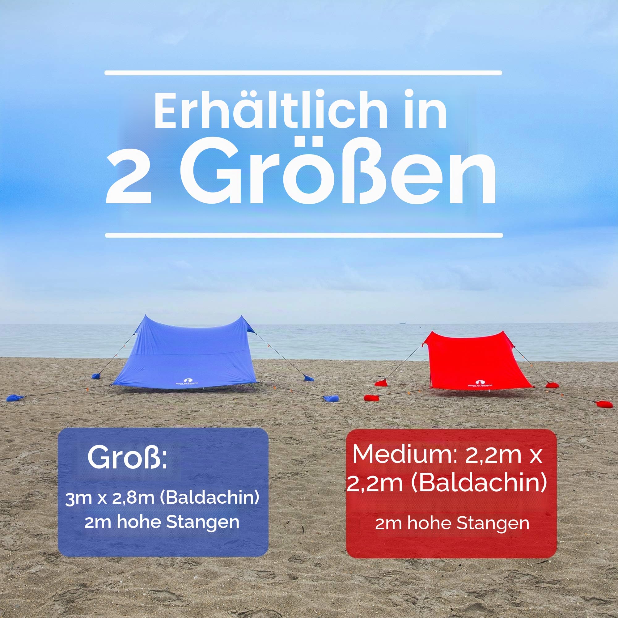 Red Suricata Familie Strand Sonnenschirm - Sonne Schatten Vordach | UPF50 UV-Schutz | Zelt mit 4 Aluminiumstangen, 4 Stangenanker, 4 Sandsack-Anker | große & tragbare Unterstand Tarp