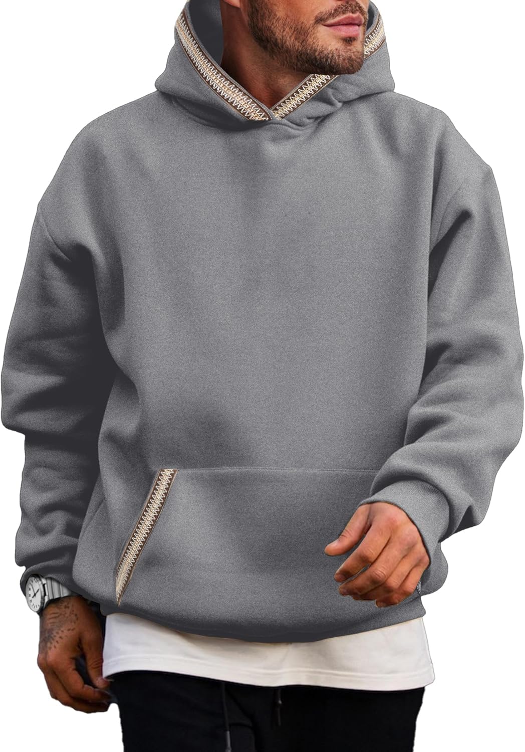 JMIERR Mens Hoodies Pullover Casual Cotton Fleece Hooded Sweatshirts Long Sleeve Shirts