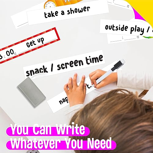 Miniatura 4 de Tabla de bolsillo para horarios diarios, tabla de confeti para aula con 13 + 1 bolsillos, 26 tarjetas reutilizables (13 tarjetas impresas de doble
