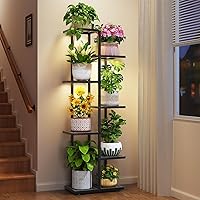Vista 22 de LASZOLA Soporte Negro de Madera de 5 Niveles para Plantas de Interior para Macetas Más Grandes de Servicio Pesado, Estantes Verticales Resistentes