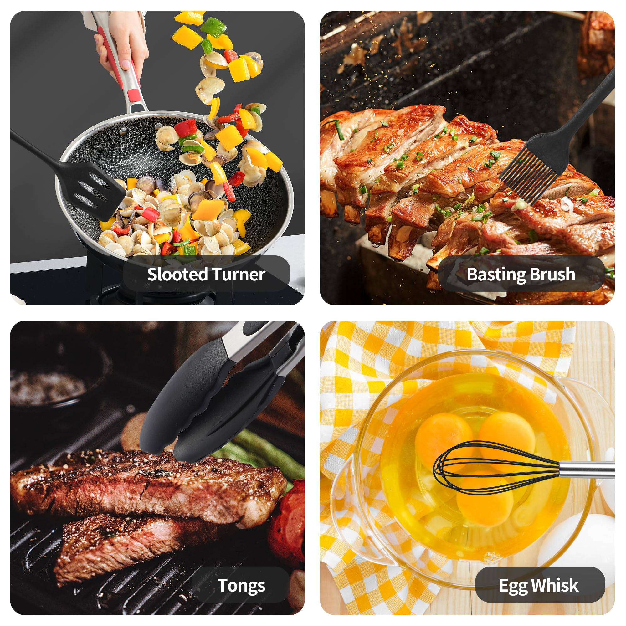 Set 34 Utensili Cucina In Silicone - Spatole E Accessori Con Manici Acciaio - Foto 6