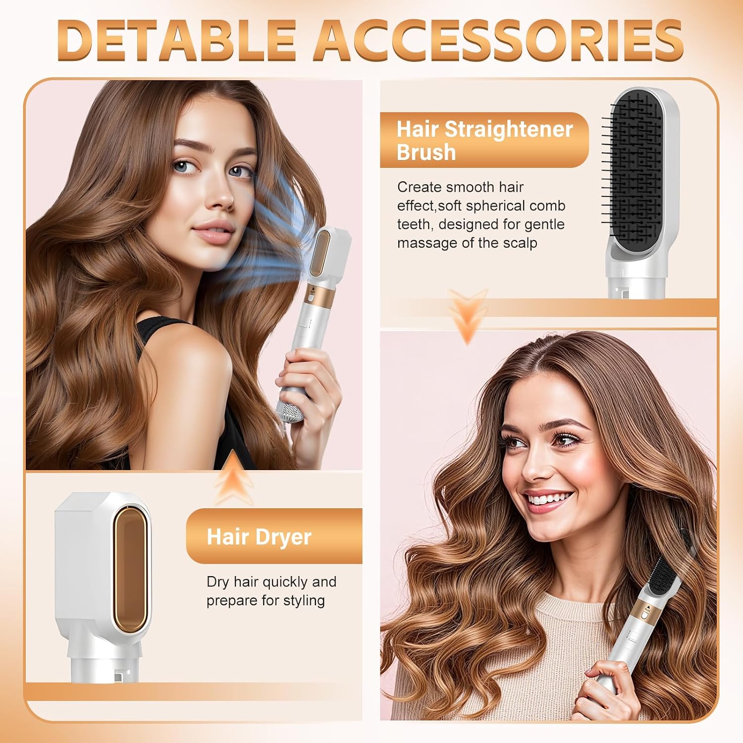 5 in 1 Air Styler, Hair Styler, Blow Dryer Brush, Negative Ion Hair Dryer Brush, Automatic Wrap for Curling, Frizz-Free, Hair Styling Tools for Drying Curling Straightening, Gifts for Women