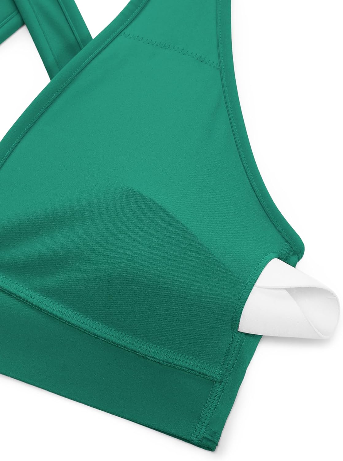 CRZ YOGA Butterlift Deep V Neck Sports Bras for Women - Padded Gym Wide Straps Cut-Out Cross Back Crop Pilates Workout Top