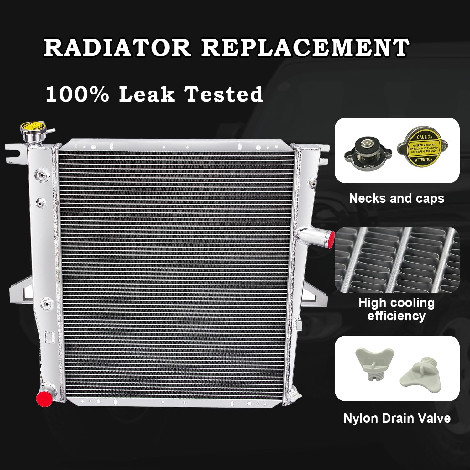 4.0L 3 Row Aluminum Radiator fits for 1998-2011 Ford Ranger 4.0L, 2004,2007 Ford Ranger 2.3L, 2001 Mercury Mountaineer 4.0L, XL XLS XLT STX FX4 Sport Eddie NBX Postal Aluminun Radiator