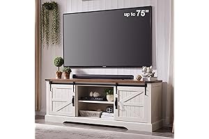 OKD Farmhouse Sliding Barn Door TV Stand for 75 Inch TV
