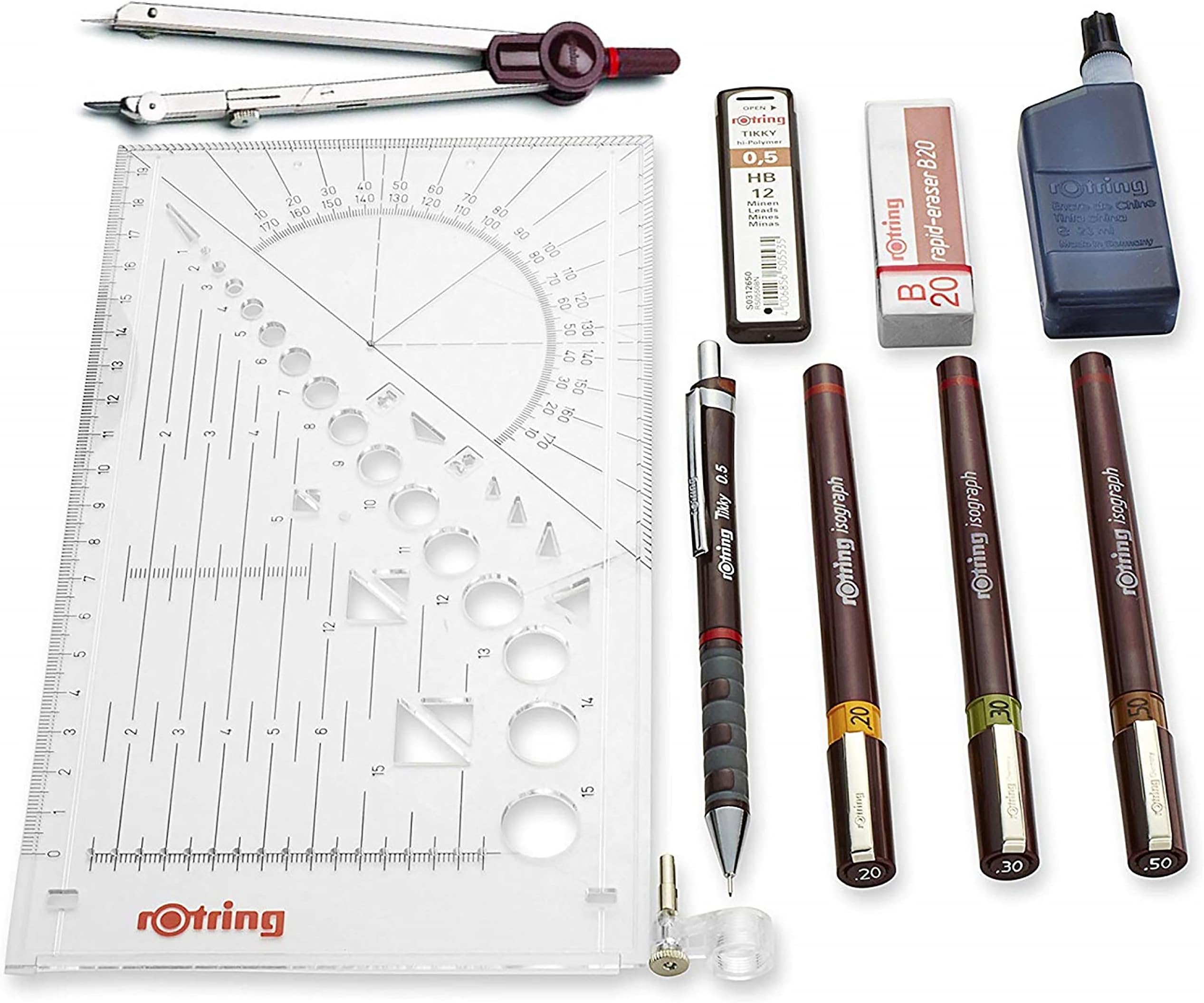 Rotring Isograph Junior Set 3X Technical Pens (0.20mm, 0