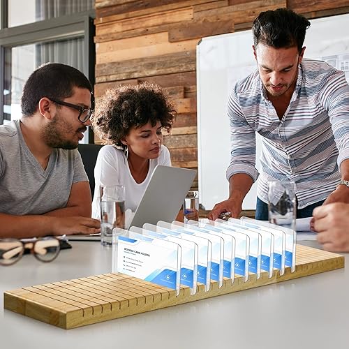 Miniatura 5 de Glenmal 2 soportes de madera para tarjetas de identificación, bandeja de identificación, organizador de tarjetas de identificación, soporte para