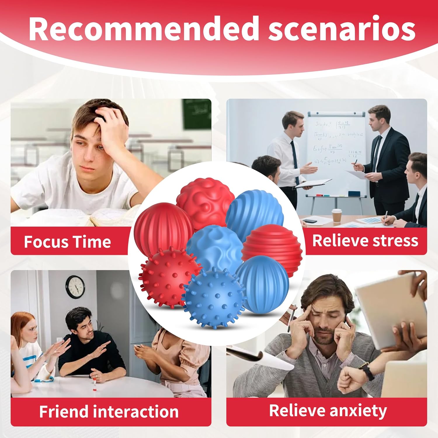 Silicone Magnetic Balls Fidget Toys for Adults Teens ,8PCS Sensory Attraction Balls with Textures Shell ,Silent Office Desk Stress Relief Toy for Autism Anxiety ADHD Gifts for Teens Men Women