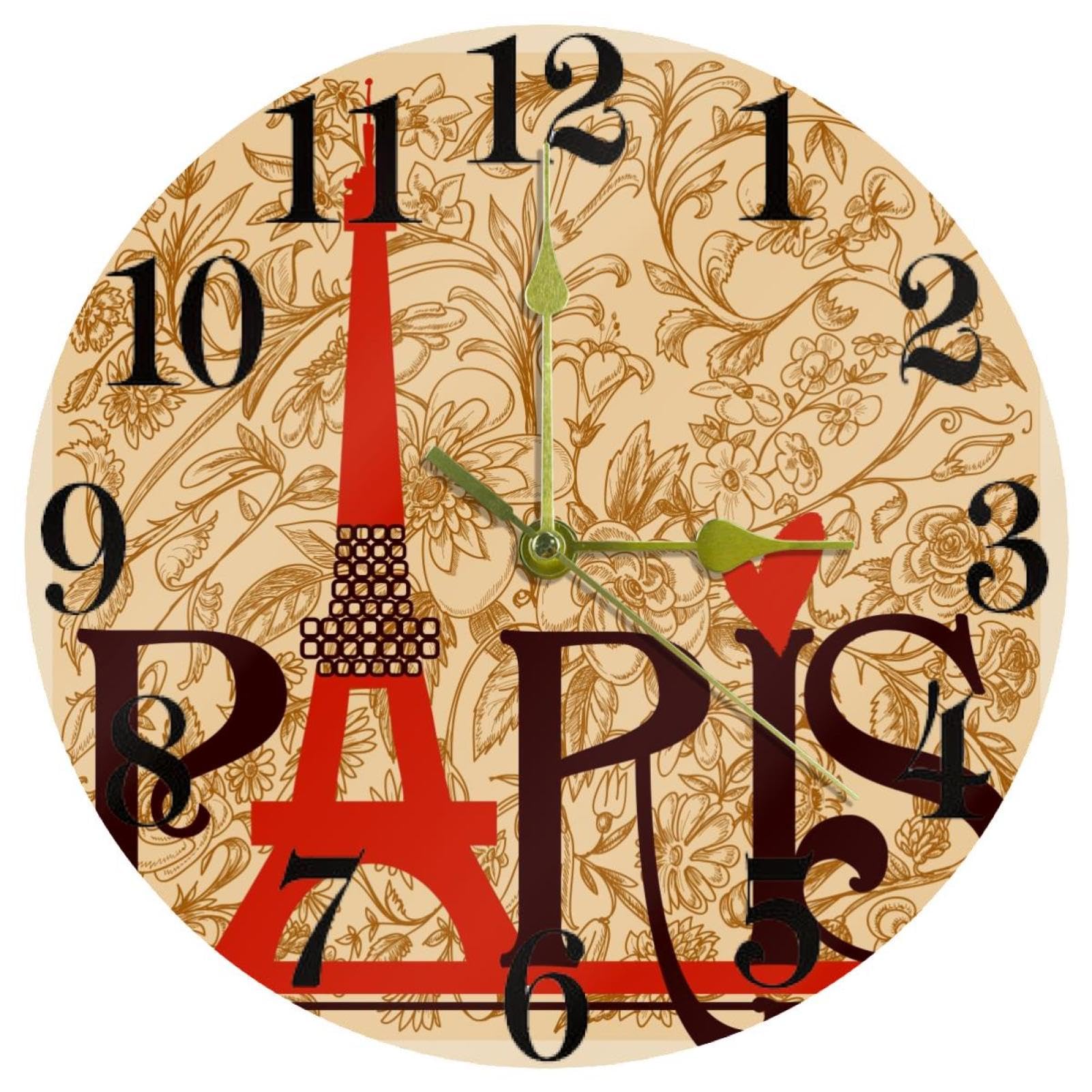 Horloge murale ronde fleurie anti-bruit pour supprimer le tic-tac dans votre bureau