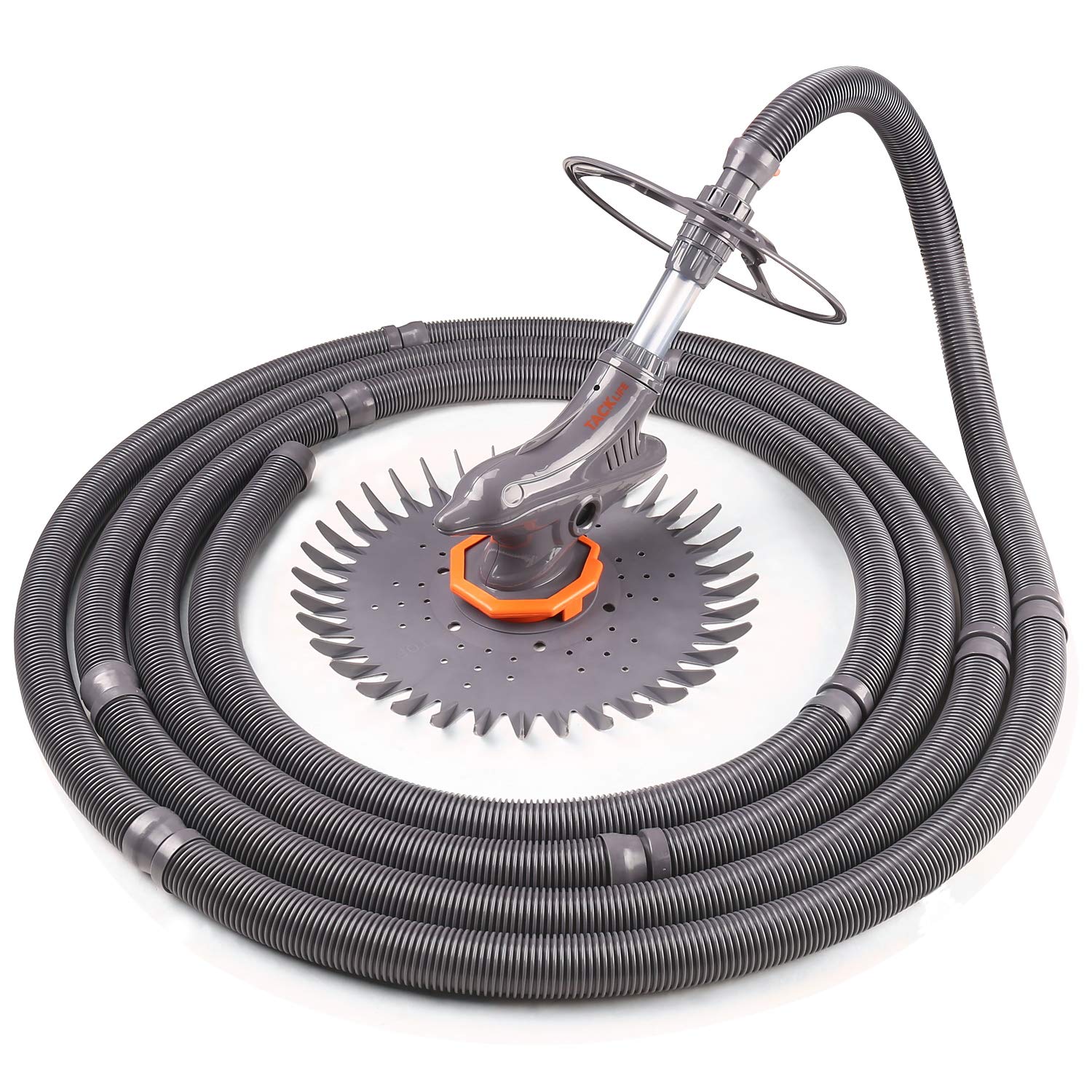 TACKLIFE Suction Pool Cleaner, Automatic Pool Vacuum Cleaner with 32 ft Hose and Diaphragm, Quiet Swimming Pool Vacuum Ideal for Swimming Pool with Skimmer, Vacuum-Generic Climb Wall Pool Sweeper