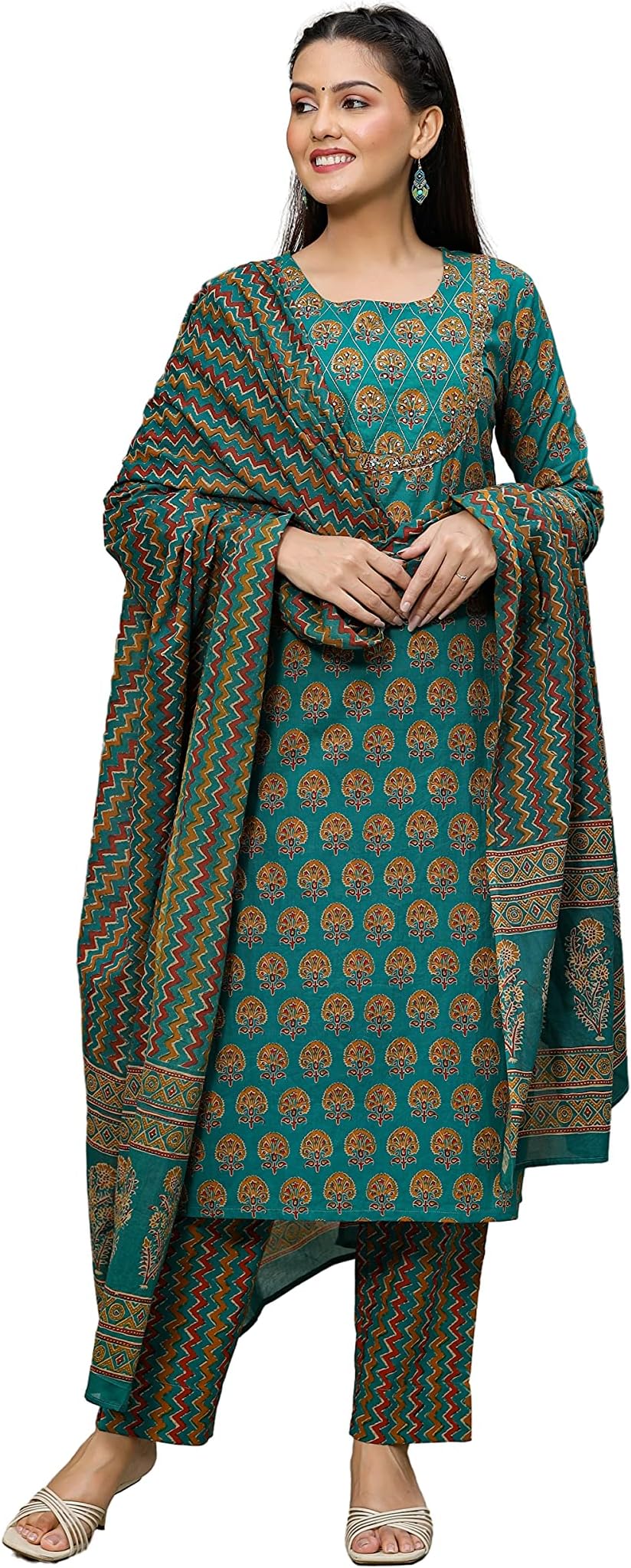 Vaamsi Women's Rayon Blend Floral Printed Straight Kurta Pant With Dupatta