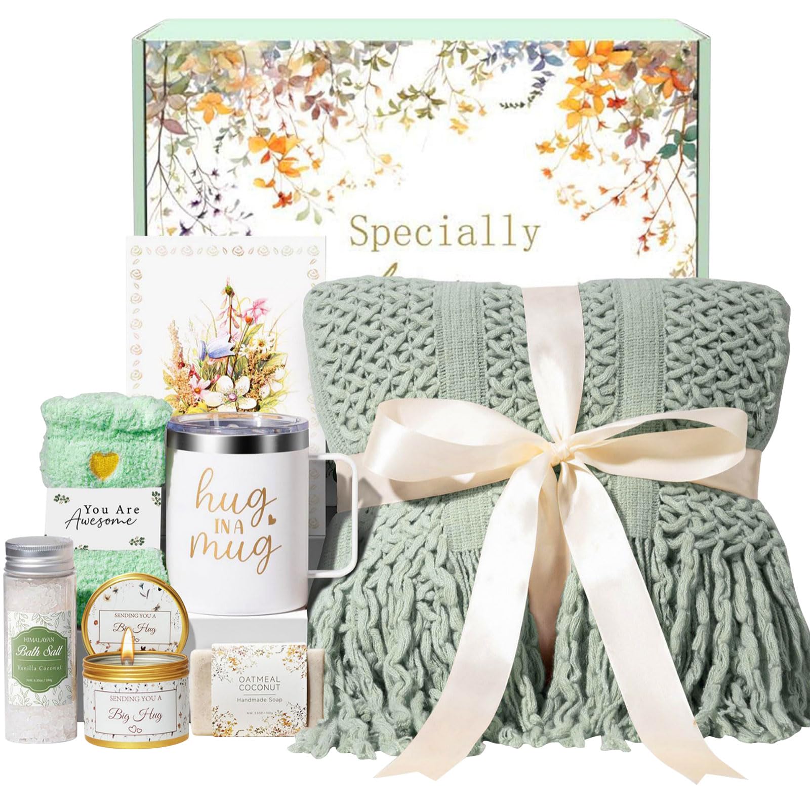 Piceioep Inspirational Women Soft Flannel Throw Blanket Travel Mug Fragrant Encouragement Present Women Gift Set