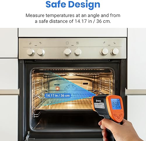 Miniatura 8 de Etekcity Lasergrip 1080 - Termómetro infrarrojo digital de pistola para superficies, sin contacto, 581022 (-50550), emisividad ajustable y medición