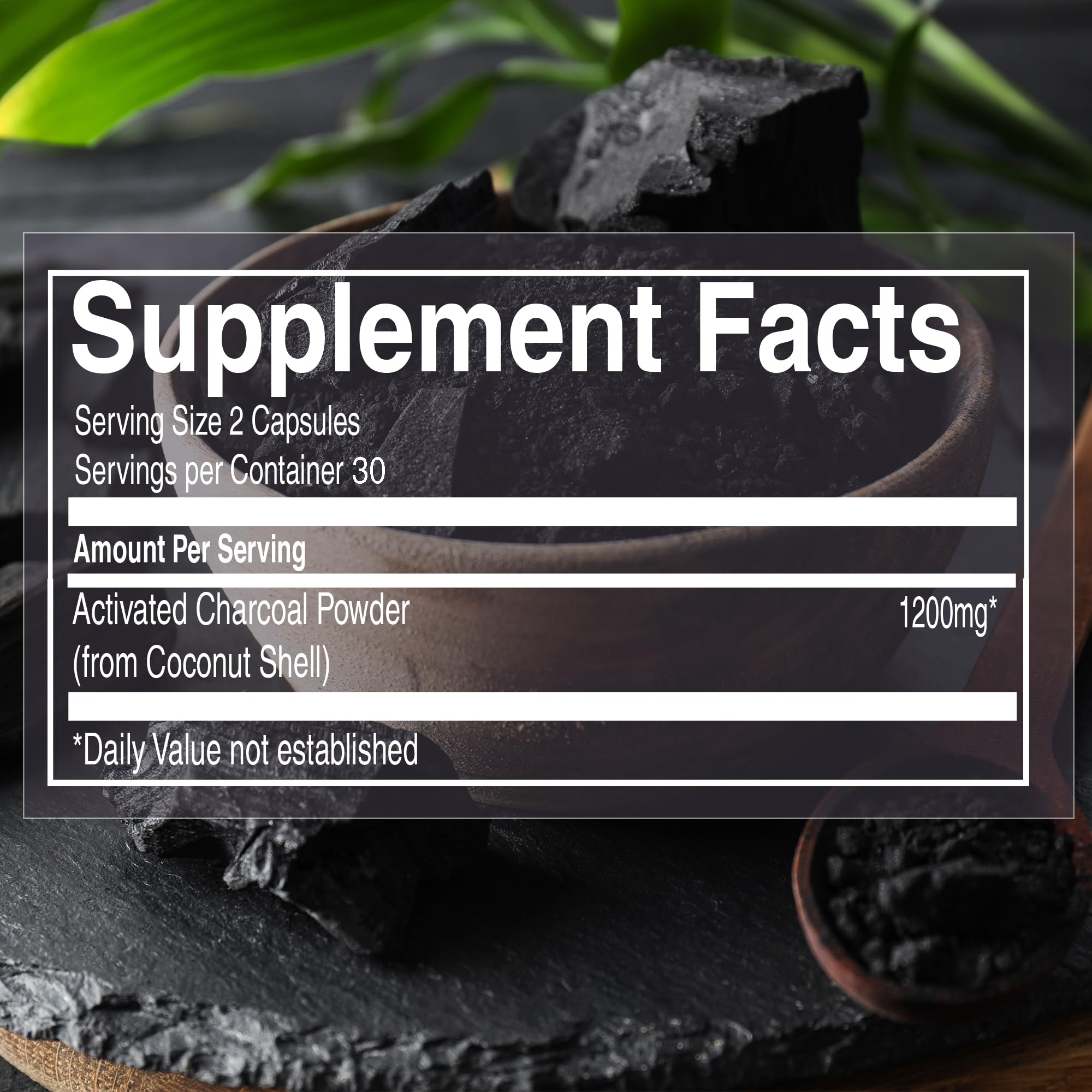 Pure Nutrition Activated Charcoal 1200mg – 60 Veg Capsules | Natural Detox Supplement for Gas Relief, Bloating, Digestion & Gut Health – Derived from Coconut Shells - Image 3 thumbnail