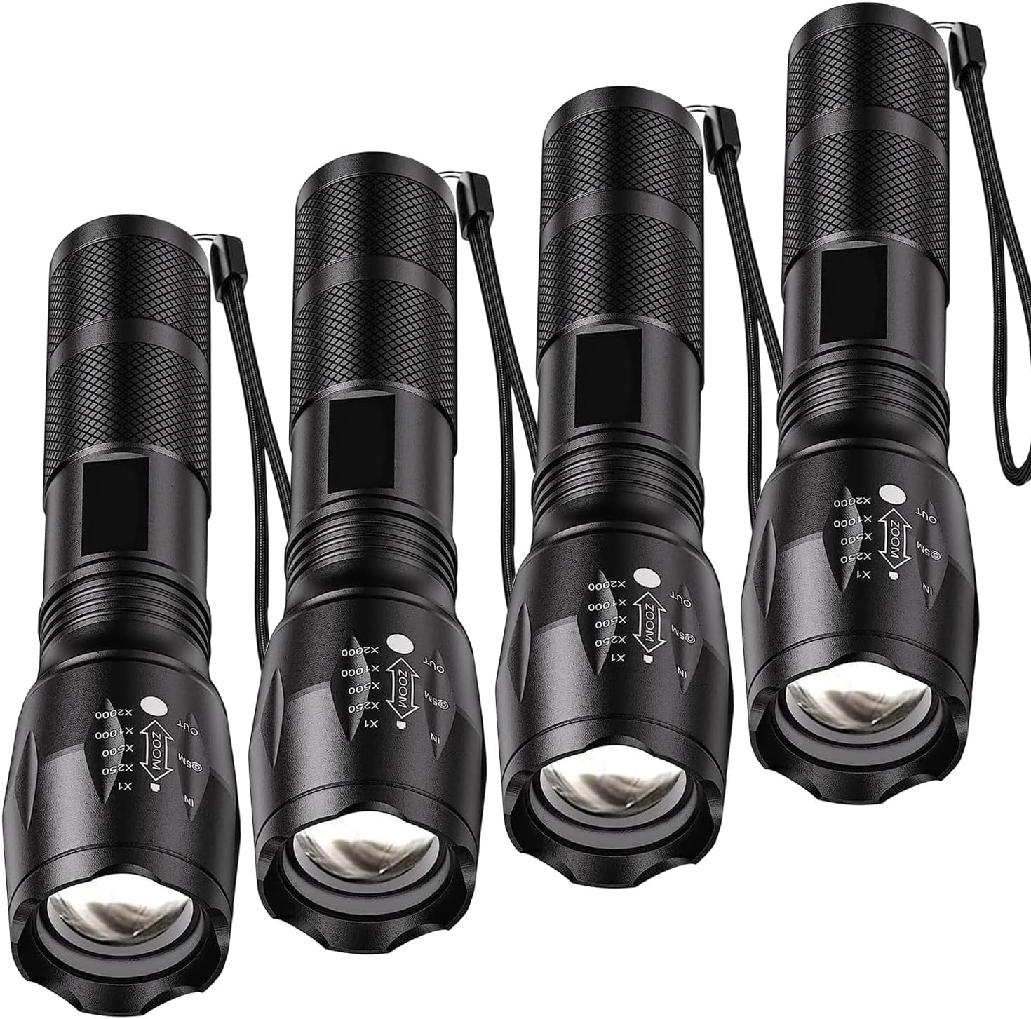 MODOAO LED Flashlight high lumens 4 Pack Waterproof Zoomable Camping Flashlights for Emergencies, 5 Modes Tactical Flash Light for Portable Flashlight Camping and Home Use
