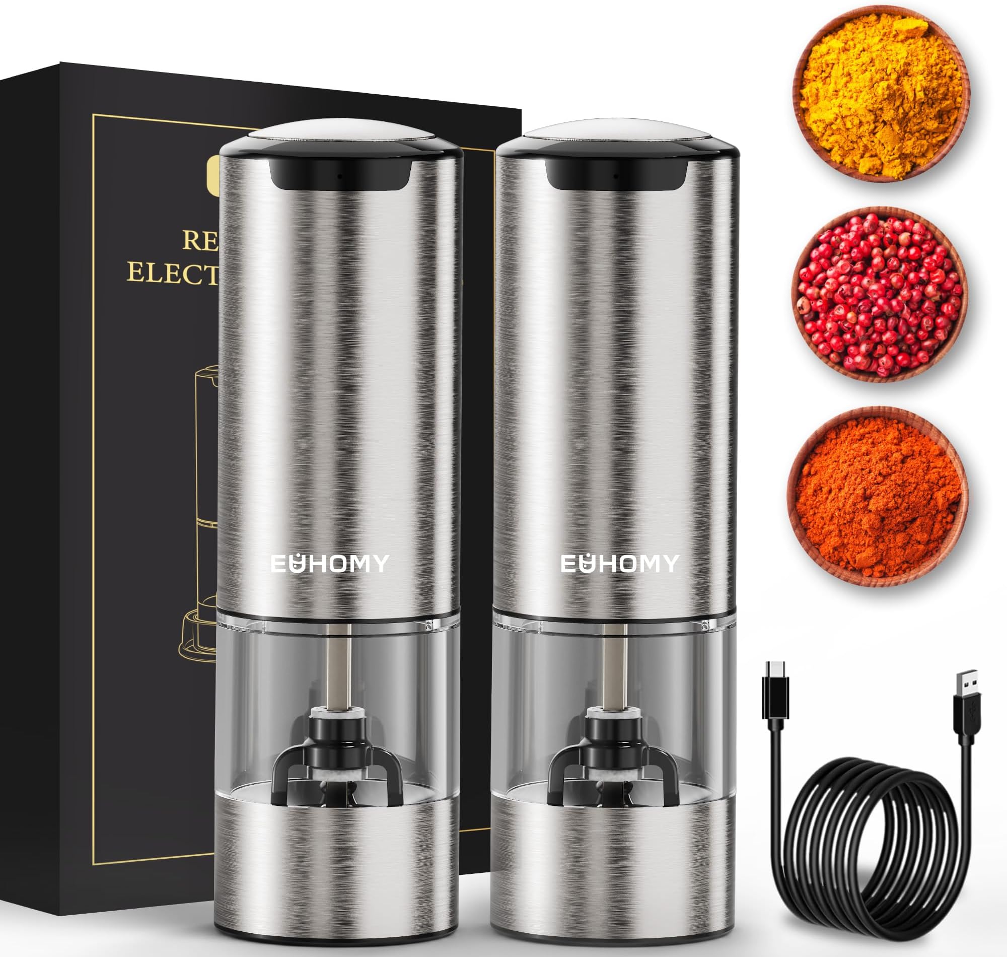 Amazon.com: Electric Salt And Pepper Grinder Set Rechargeable ...