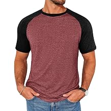 Runcati Mens Casual Slim Fit T Shirts Raglan Short Sleeve Crewneck Baseball Tees Color Block Workout Fashion Shirt