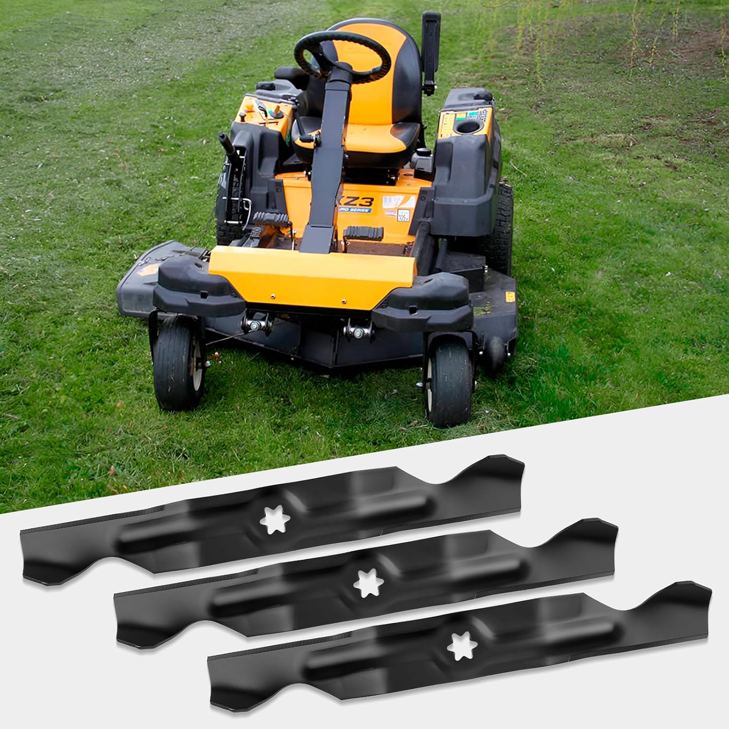 50 Inch Mower Blades 942-04053C Fit for Cub-Cad et RZT50, LT1050, LTX1050, High Lift Blade Replace for 742-04053, 742-04056, 942-04056, 3 Pack