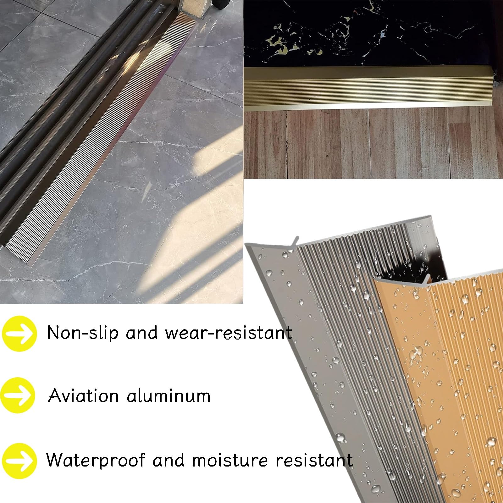 Deur drempel oprit vloer rand trim strip, vloer overgangsstrip