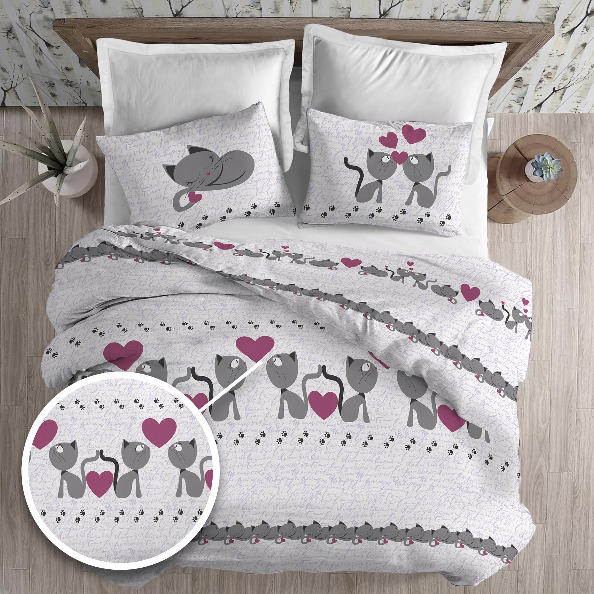 PENSIERI DELICATI Komplet pościeli 250x200 cm 100% bawełna 2 poszewki 52x82 cm