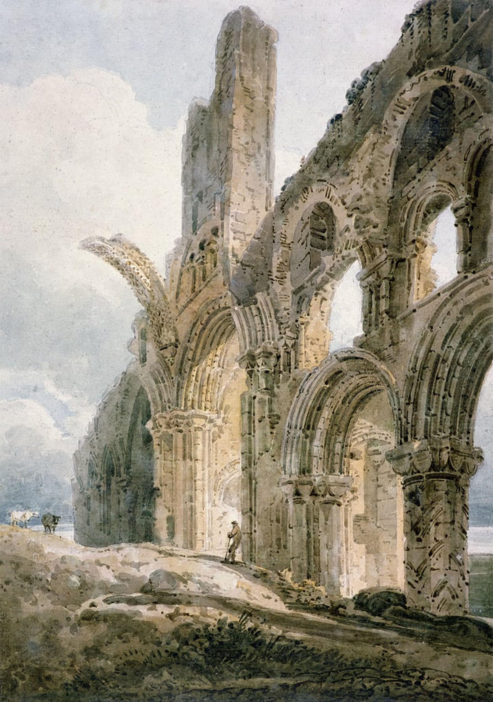 POSTERIIk Famous Modern Artwork Art Mural Lindisfarne Abbey by Girtin Oil Paintings Pictures for Home Decor 60x90cm
