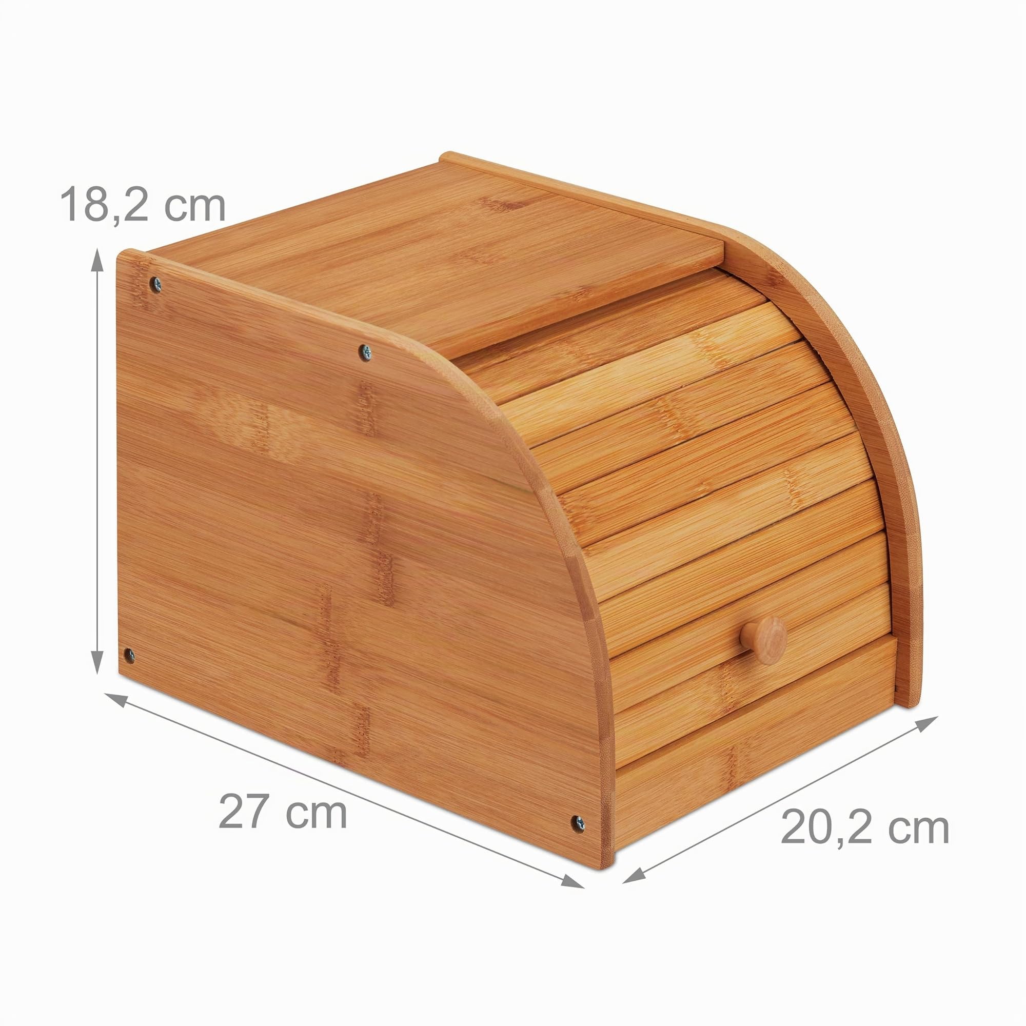 Relaxdays Portapane in Bambù, Sportellino Scorrevole, Cassetta per Pane e Panini Salva-Aroma, HLP: 18x20x27 cm, Marrone