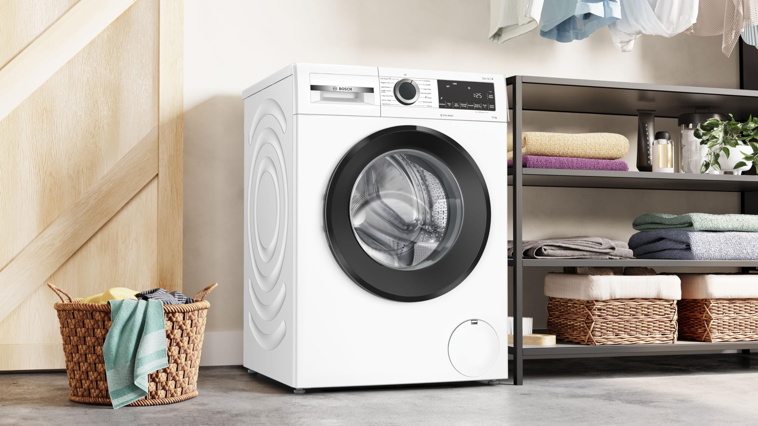 Bosch, Series 6, WGG254Z1GB, 10kg, 1400rpm Washing Machine with Iron Assist, Anti Stain, Active Water Plus, Eco Silence Drive, SpeedPerfect, LED Display, White with a Black door — view 5