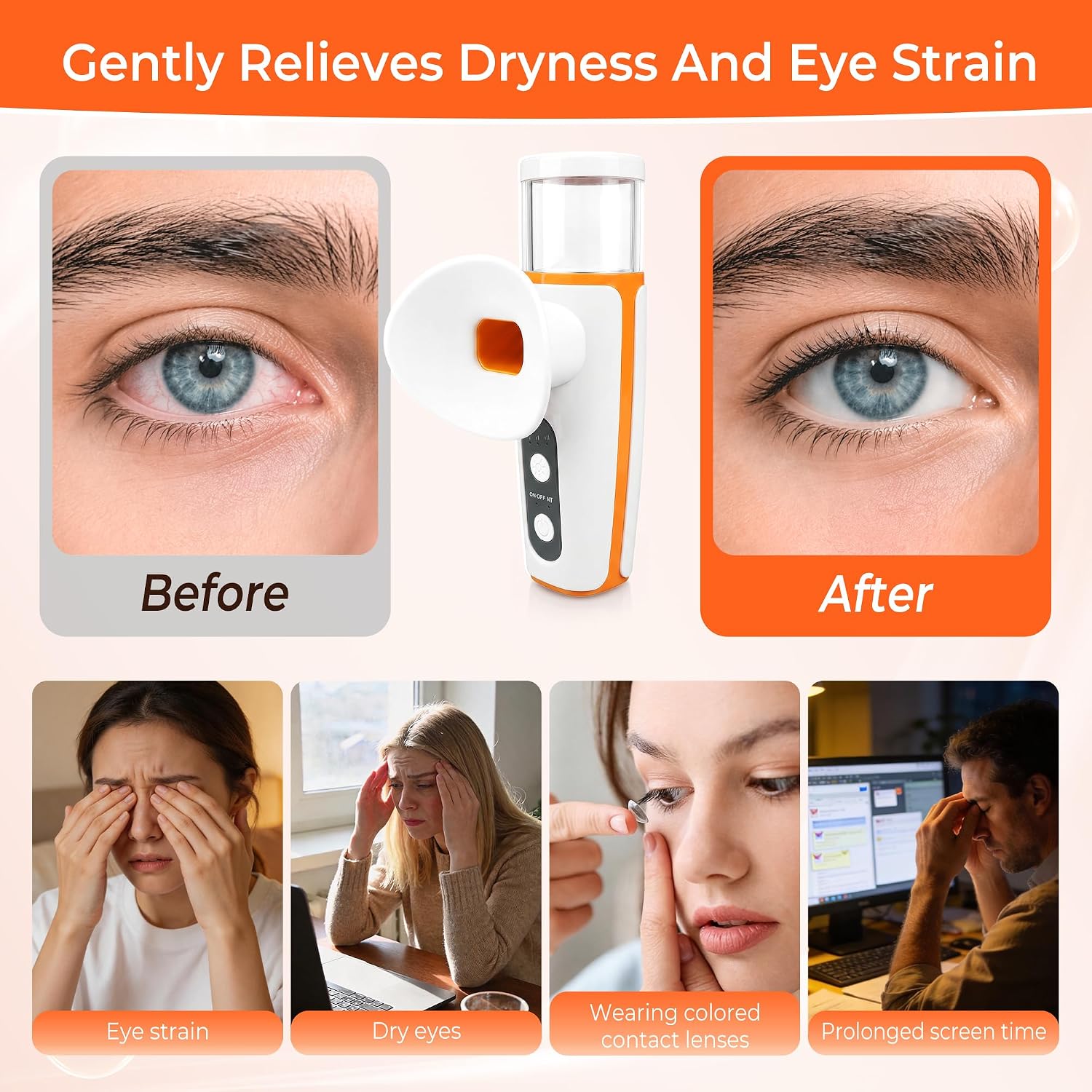 Kocpudu Eye Steamer for Dry Eyes, 3-Speed Adjustable (White) | Hot Compress Eye Mist Steam, Portable Travel Bag, Rechargeable, Used For Relieving Dry Eyes And Eye Care