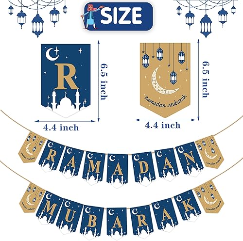 Miniatura 2 de Pancarta de Ramadán Mubarak - Decoraciones de Ramadán para el hogar Mubarak Kareem Decoraciones para suministros de fiesta