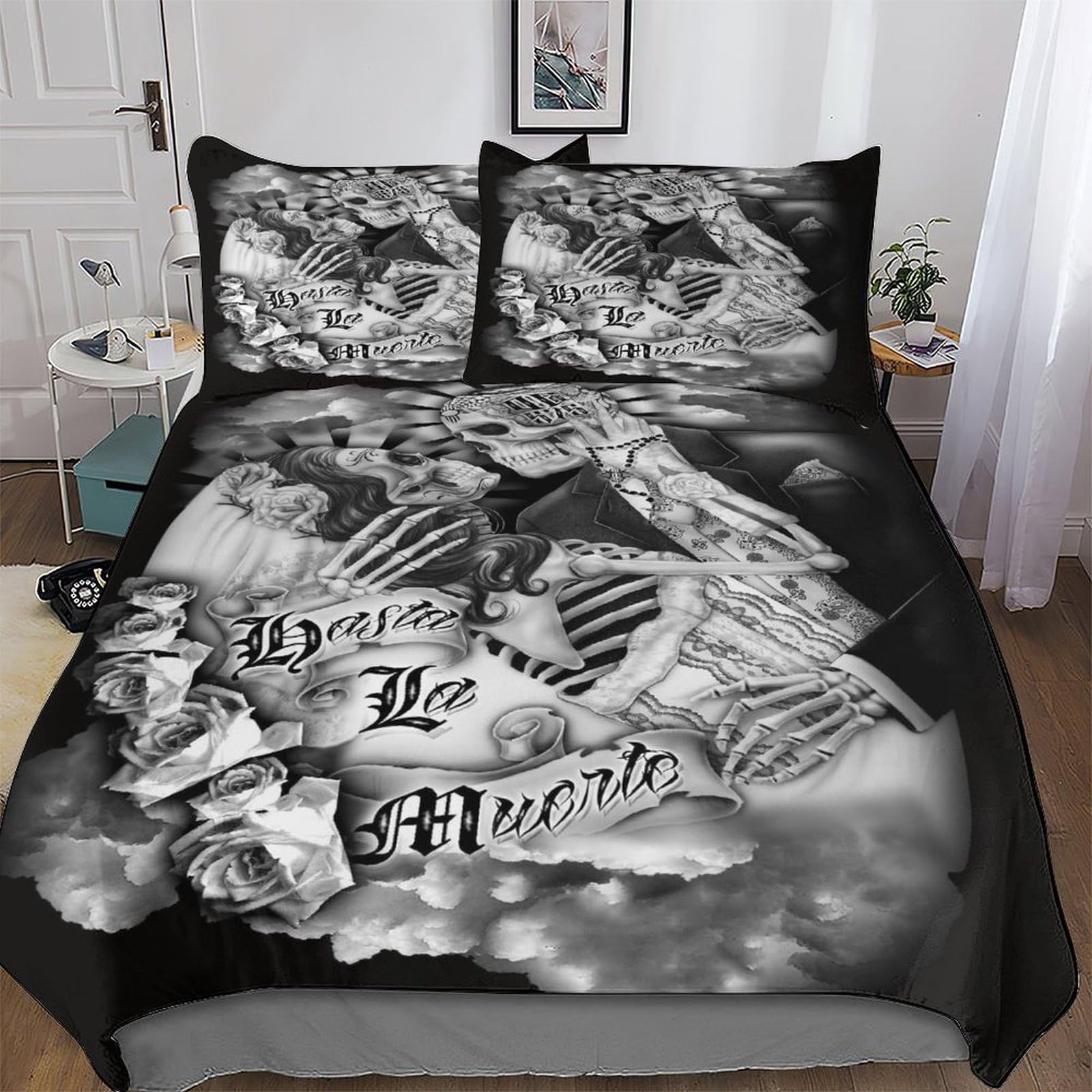 Llxxhh Gothic Skull-5 Gothic Skull Duvet Cover Soft Cosy Quilt Cover Bedding Sets 3 Pieces With Pillowcase Easy Care Comforter Cover For Kids Adult Double (200X200cm)