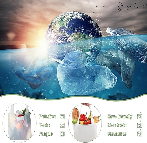 Miniatura 7 de Roowest 120 bolsas de algodón a granel de 15 x 16 pulgadas, bolsas de tela en blanco reutilizables con asa larga para mujeres y hombres, bricolaje