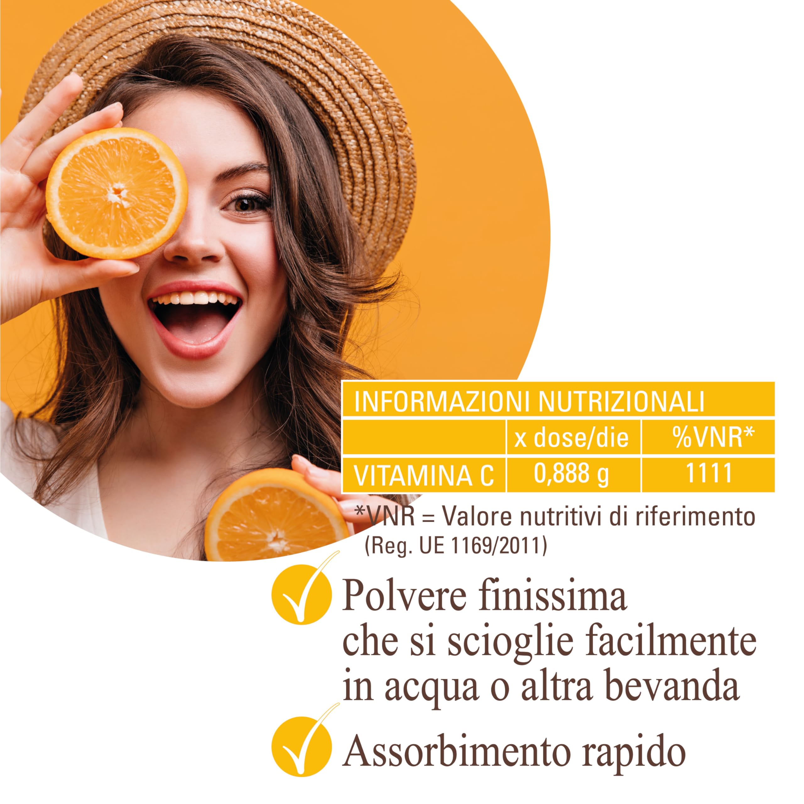 Acido Ascorbico 1kg ● Vitamina C in Polvere Pura Fine e Idrosolubile ● Integratore Alimentare Naturale ● No Ogm, No Lattosio, No Glutine ● Adatto ai Vegani