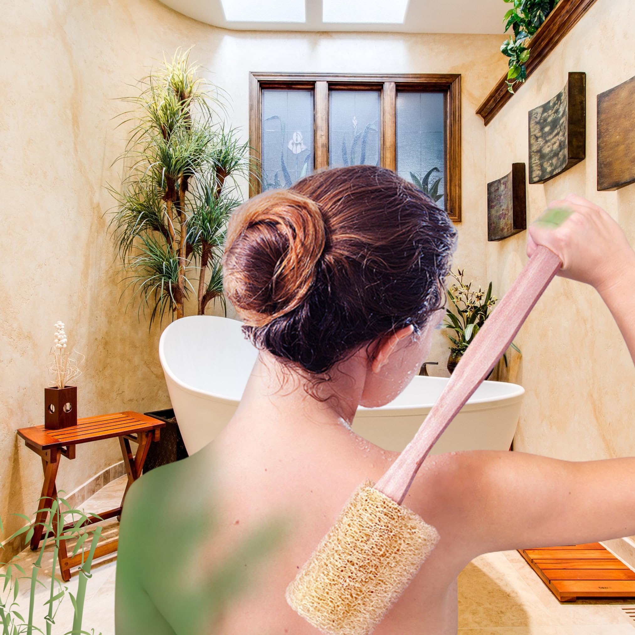 DinDi Loofah Natural Shower Exfoliation Suit Back Scrubber Back Scrubber Loofah Back Scrubber for Shower Dishcloth for Men Women (4 Pack)