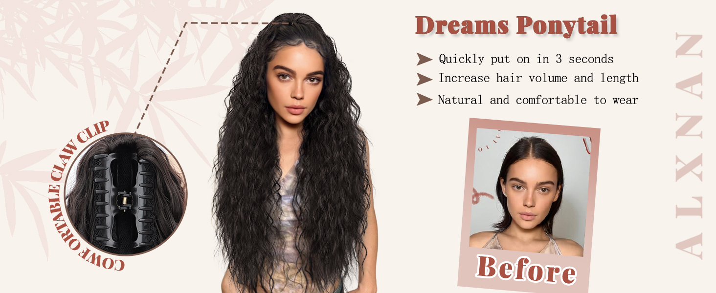 Wavy Ponytail Extension Claw Clip 30in Layered Hairpiece Voluminous Heat KooKaStyle 30 Inch Long Wavy Claw Clip Ponytail Extension  main image 2