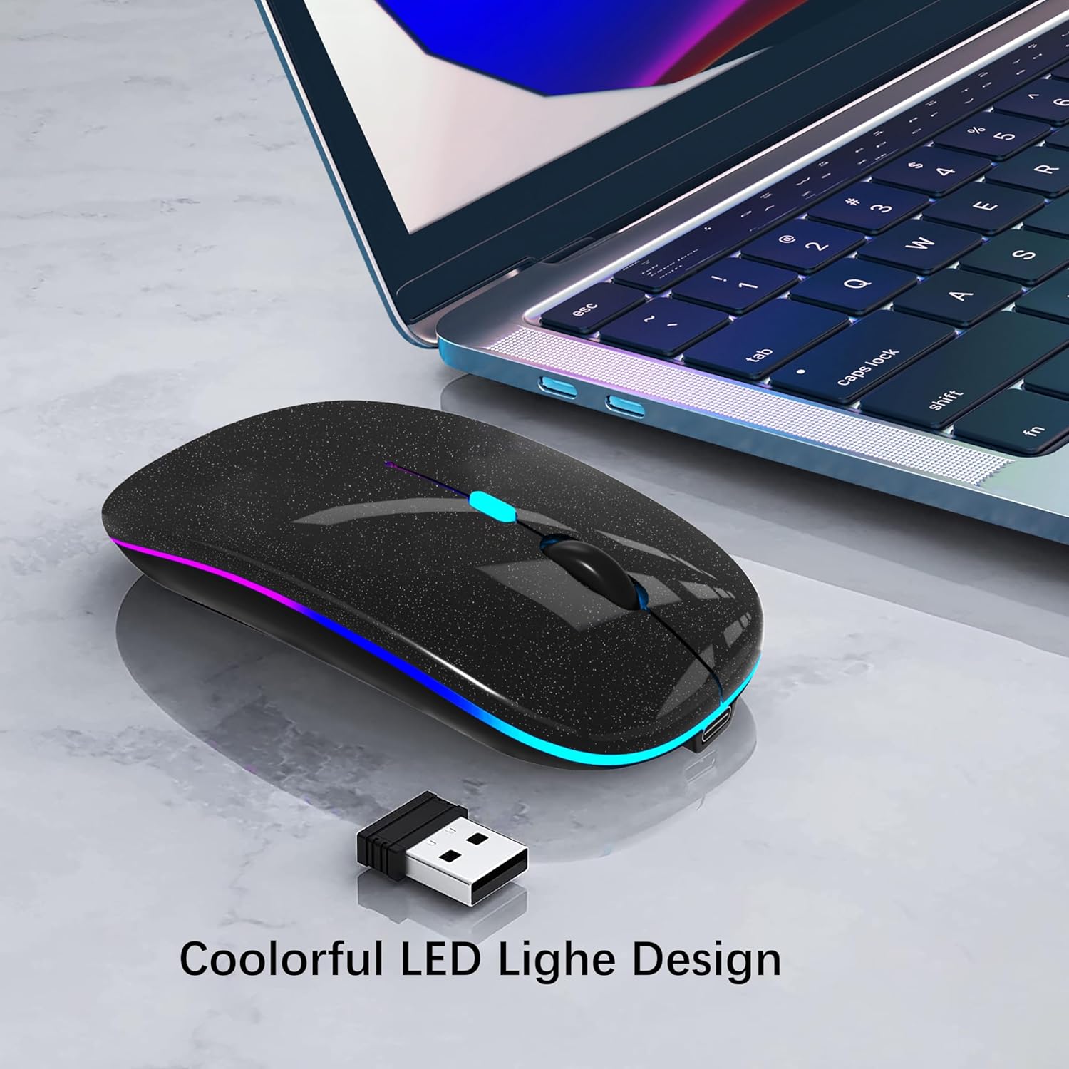 Mouse with colorful LED lights