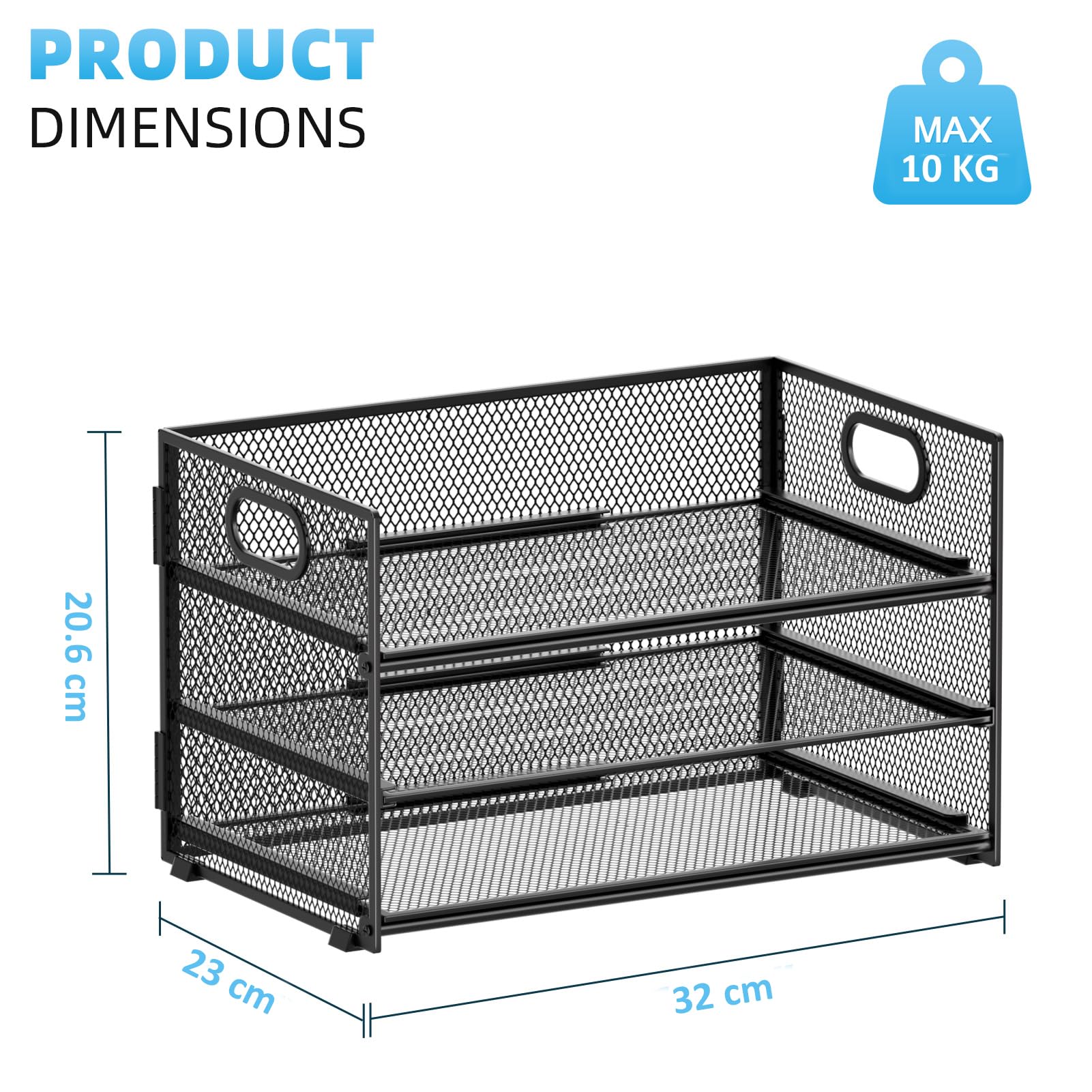 Marbrasse Organizer Scrivania,Rete Vassoio Portacarte 3 Scomparti con Maniglia Organizzatore Scrivania, per File A4,Portapenne per Casa Ufficio(Nero)