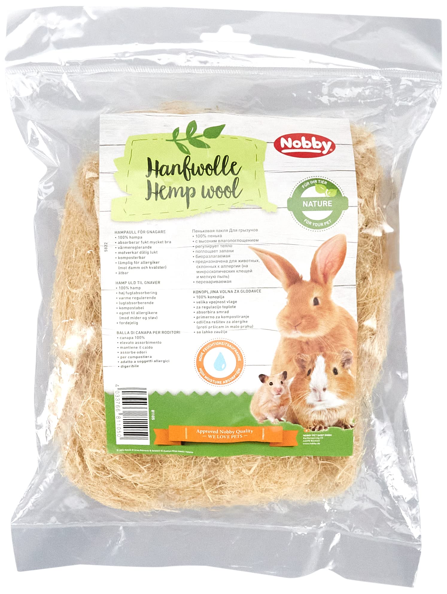 Nobby Wełna konopna dla chomika i małych gryzoni, 1 opakowanie (1 x 100 g)