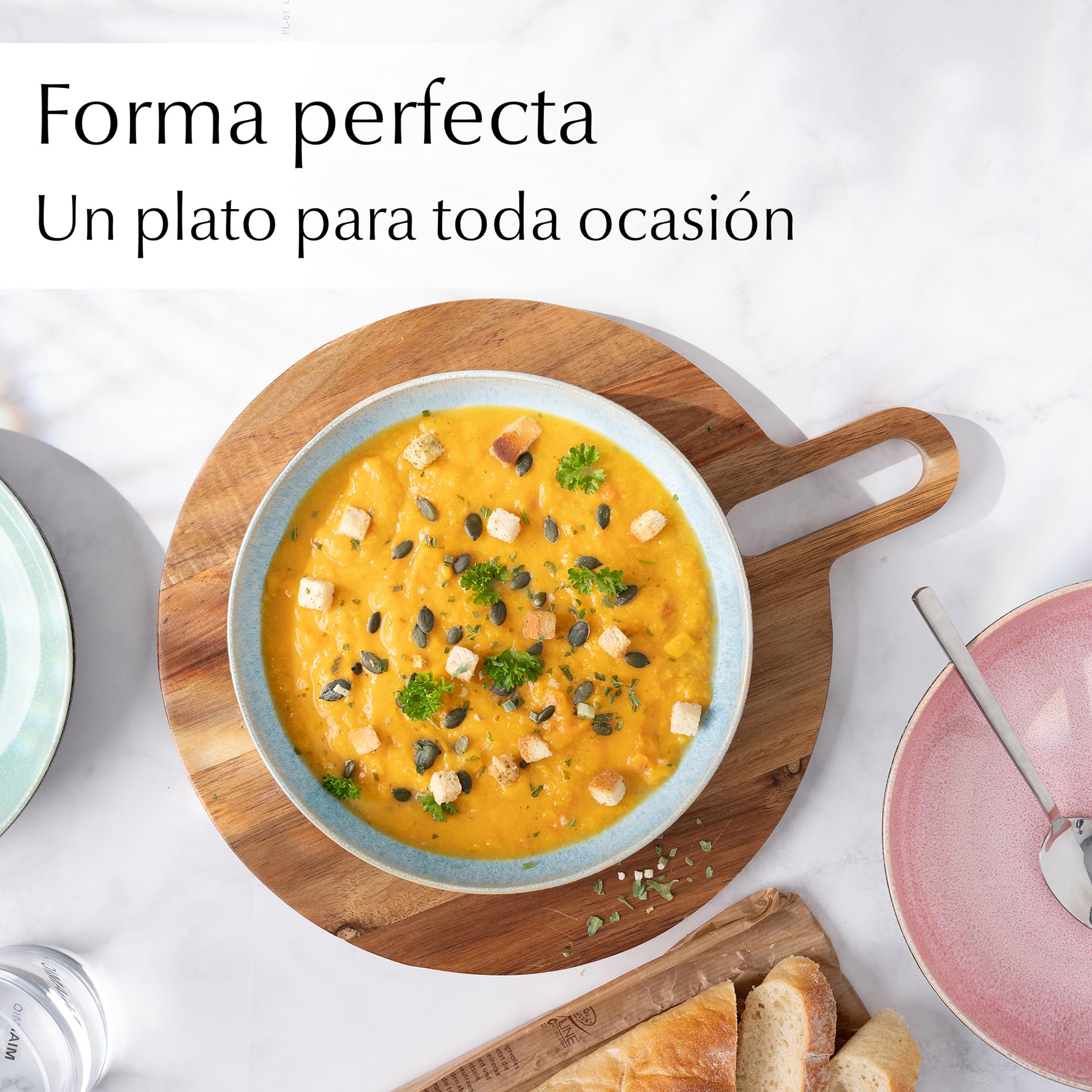 MIAMIO - Set de 6 Platos para Sopa (850 ml) / Cuencos para Pasta, Cuencos Coloridos para Pasta, Ensalada, Sopa, Espaguetis/Cuencos Aptos para Microondas y Lavavajillas - Colección Las Palmitas