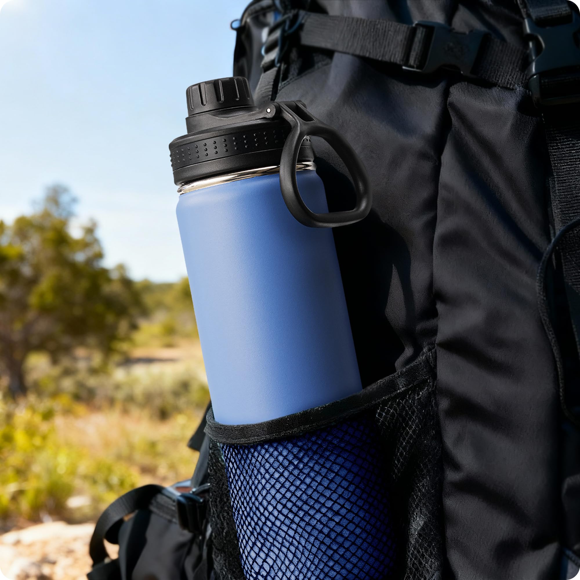 Botella de agua de 22 onzas, azul rey | Termo de agua deportivo aislado al vacío de acero inoxidable con tapa de boquilla