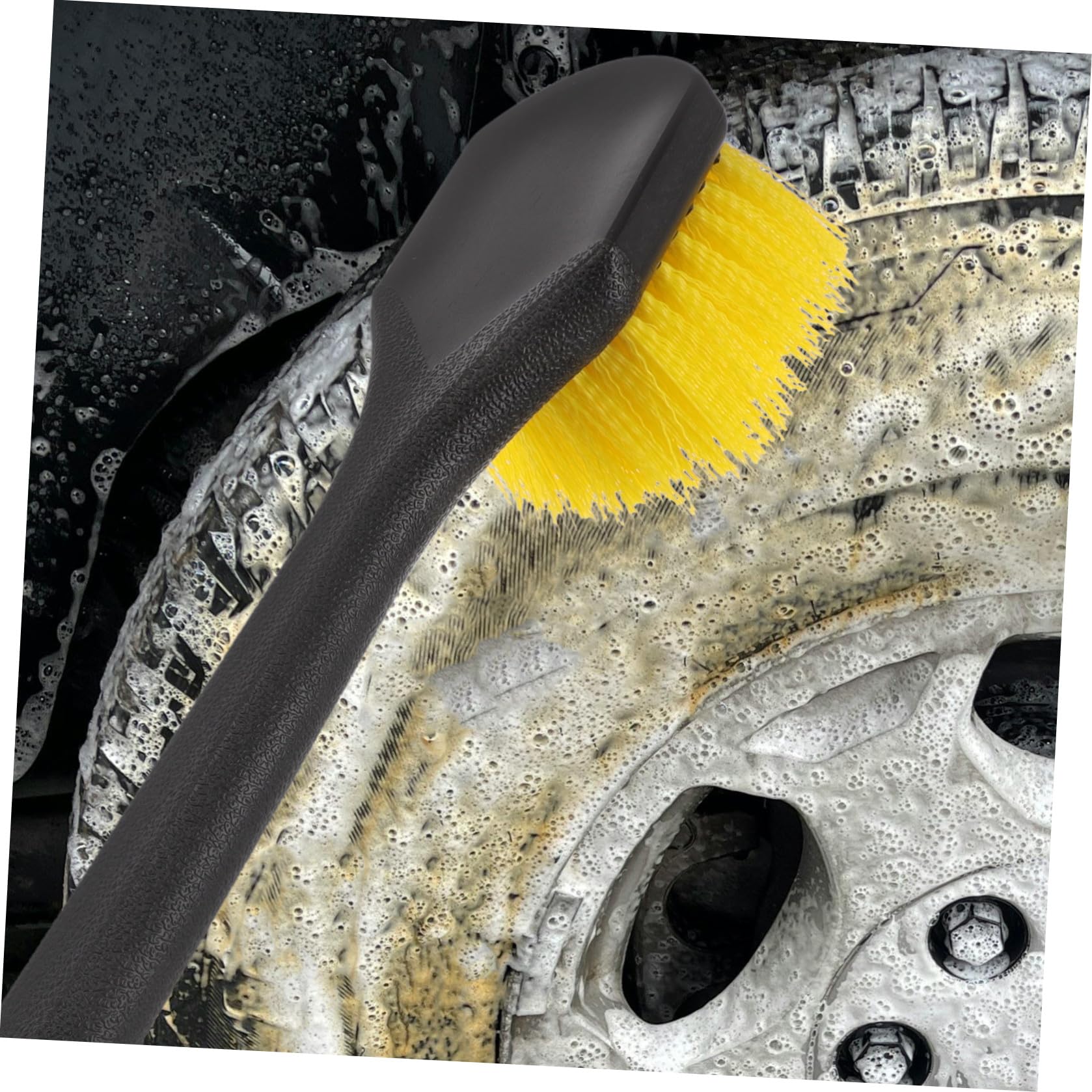 Cabilock 4 Pezzi Spazzola per Pneumatici Auto Manico, Setole Rigide | Pulizia Cerchi e Gomme, Impugnatura Ergonomica, Plastica Resistente, per Lavaggio Auto e Detailing