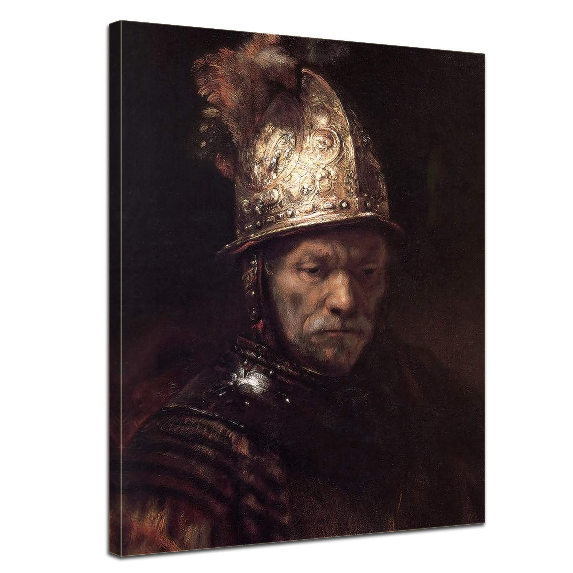 Bilderdepot24 Bild auf Leinwand | Rembrandt - Der Mann mit dem Goldhelm in 60x80 cm als Wandbild | Wand-deko Dekoration Wohnung alte Meister | NEU-180220-60x80-dmmdg