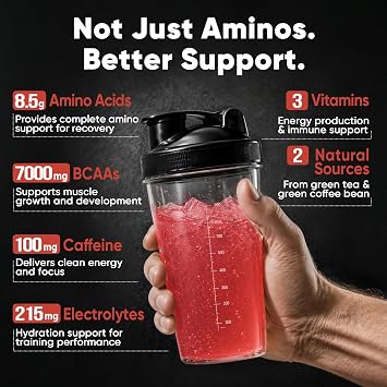 Sugar Free BCAA + EAA Powder for Muscle Recovery & Growth, Gluten-Free