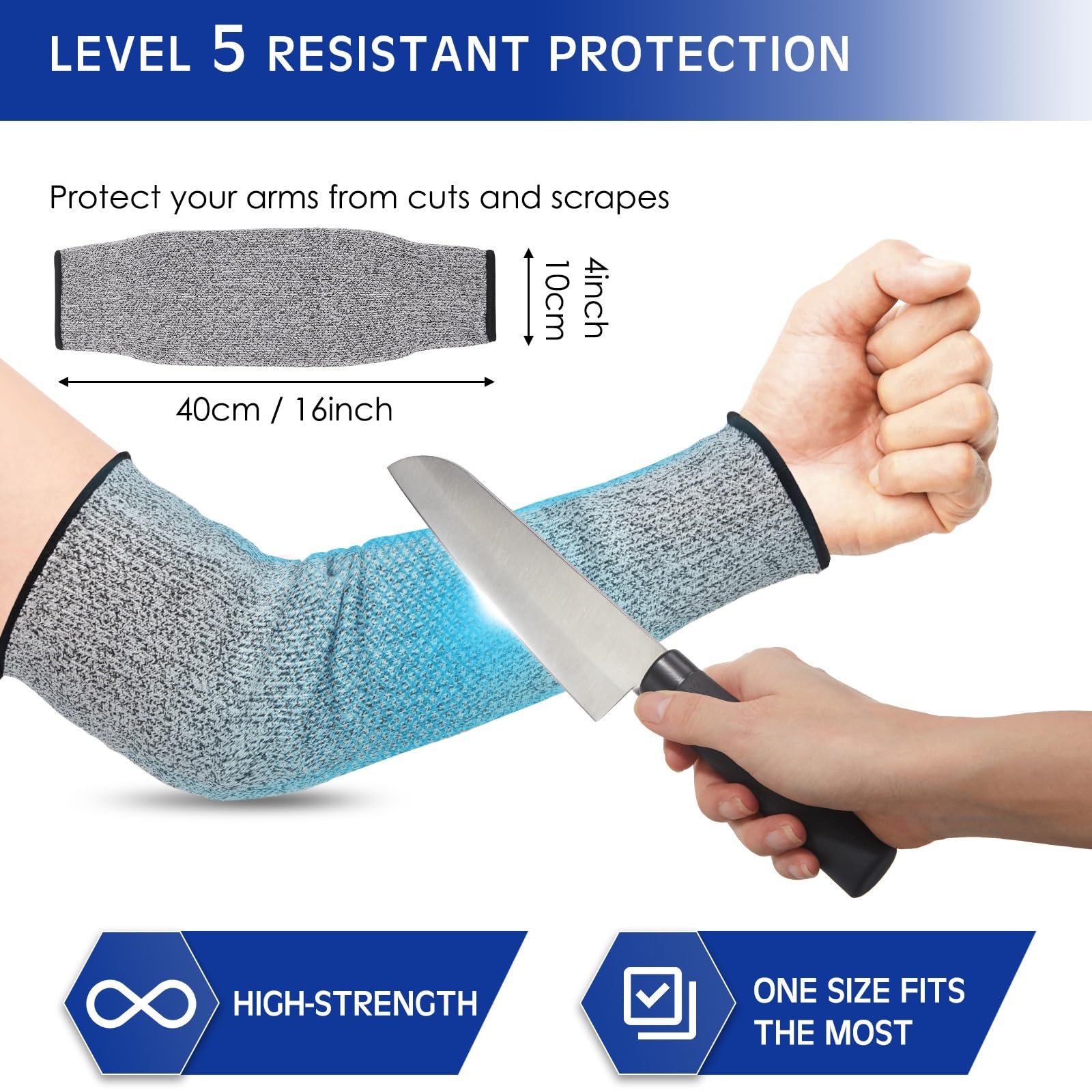 Geyoga 2 Pares de Mangas Resistentes a Cortes Protectores de Brazo Delgado Protectores de Guardia de Brazo para Piel Fina y Brazo con Hematomas para Hombre (Gris)