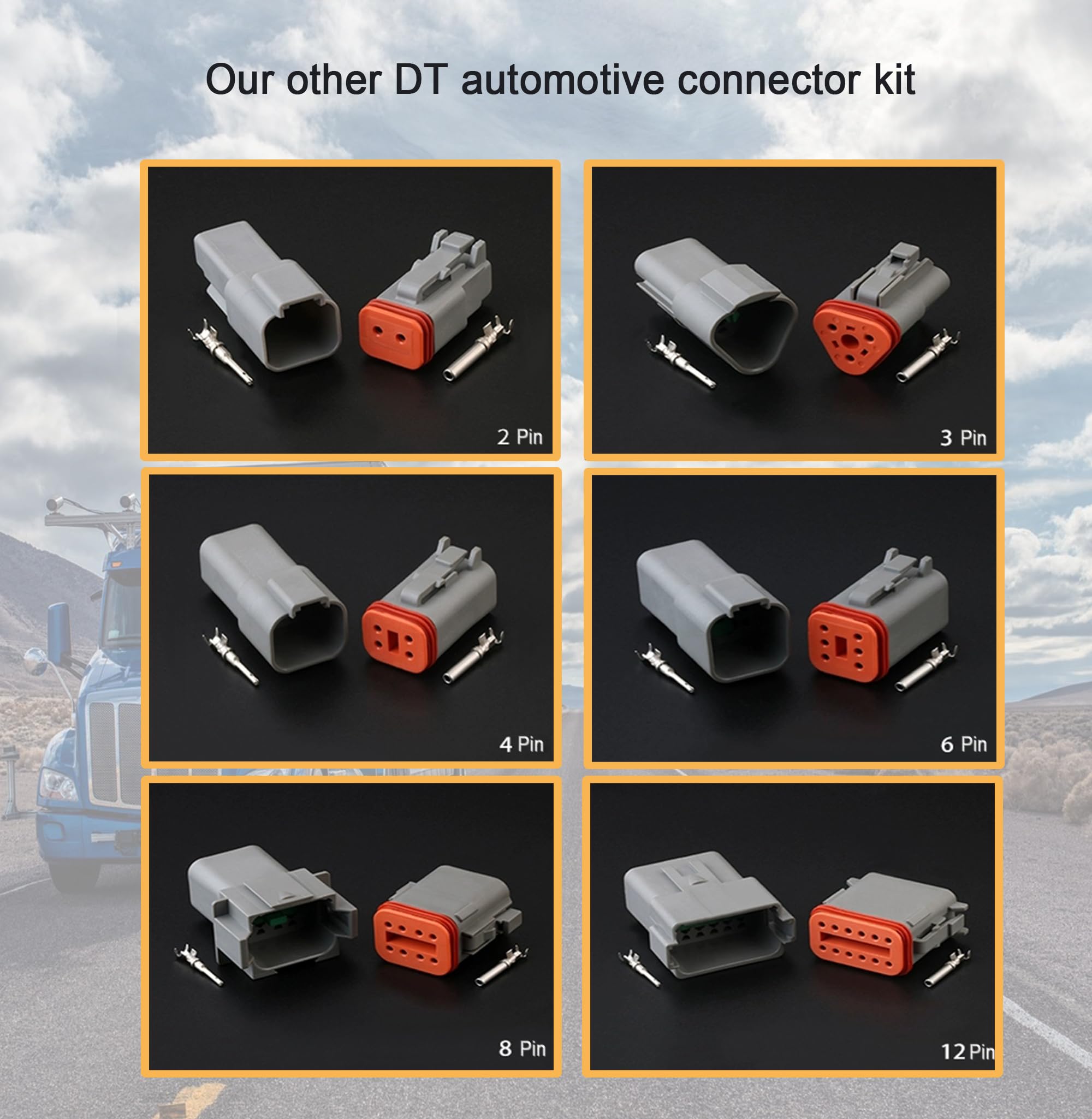 DT - Kit de conectores de 12 pines, conector automotriz DT 12P, conector de cable impermeable para camiones con contactos estampados y enchufes sellados para coches, SUV, motocicletas y