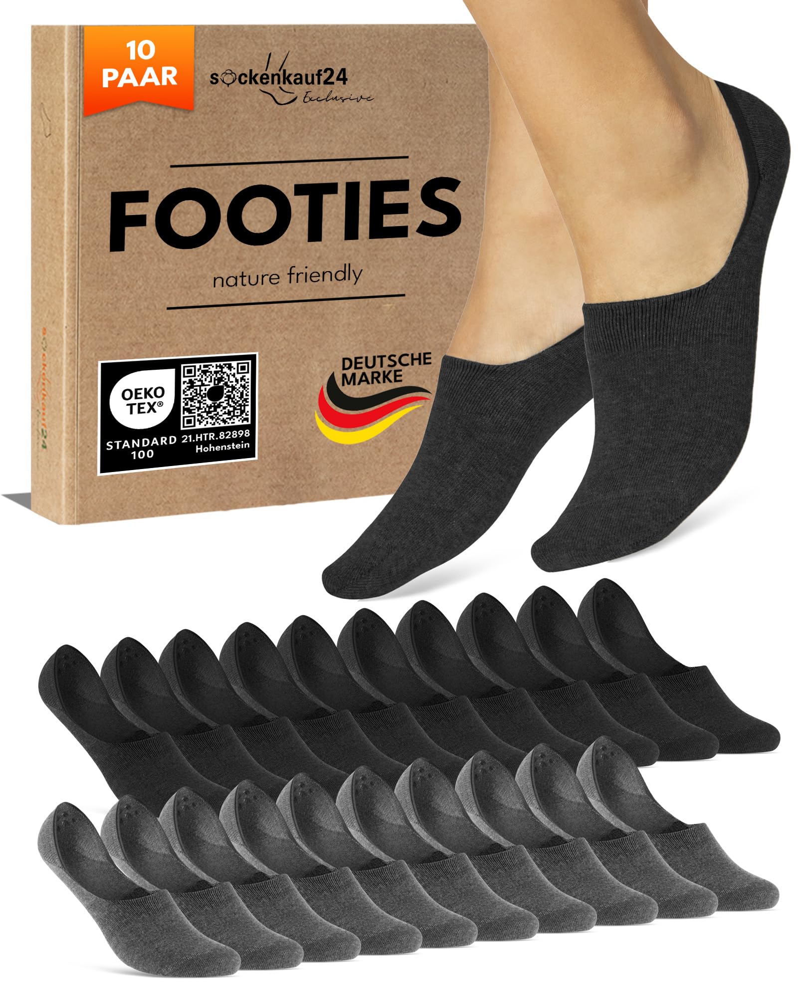 sockenkauf24 10 Paar Füßlinge Damen Herren Unsichtbare Sneaker Socken Atmungsaktiv Baumwolle