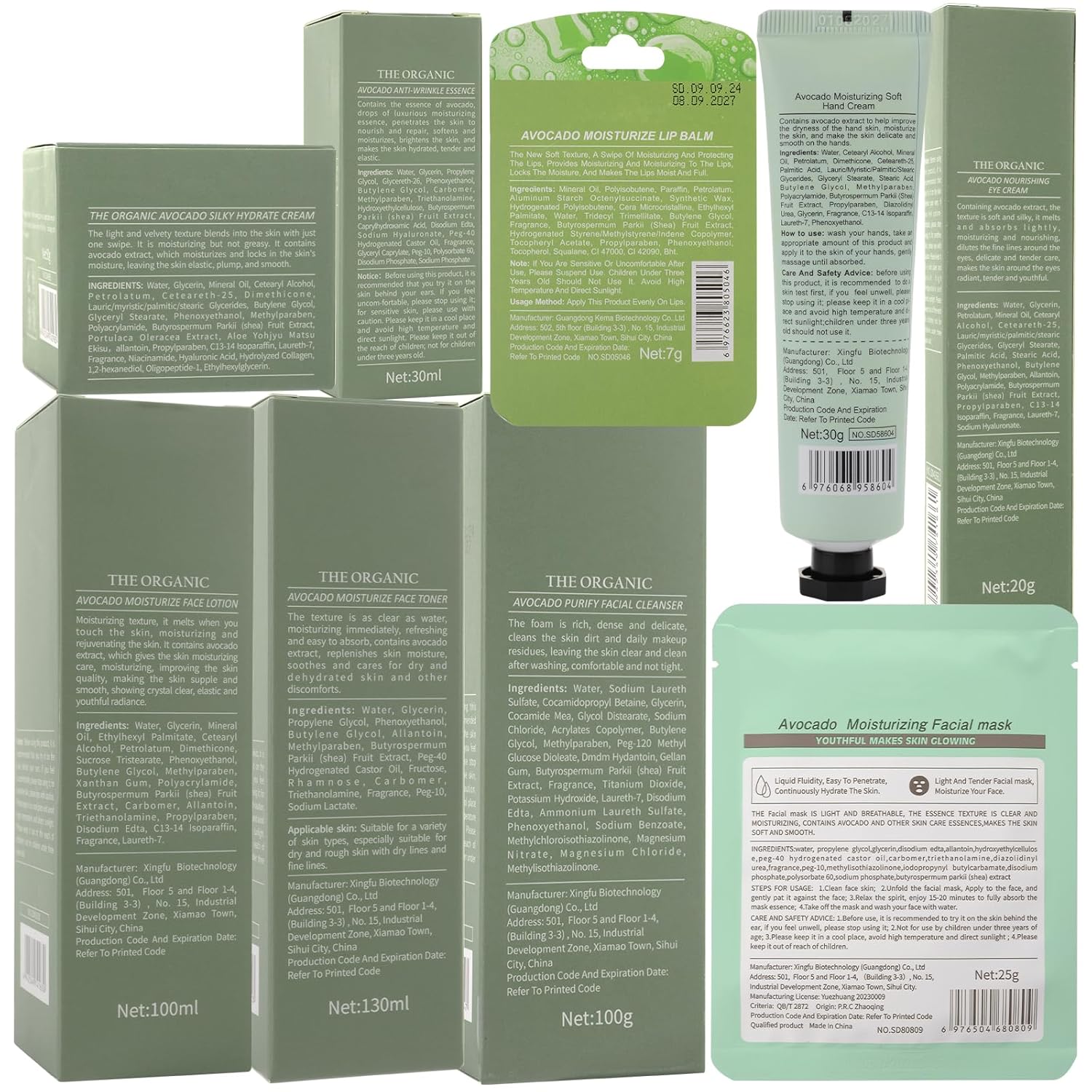 Avocado Skin Care Set, 13-In-1 Travel Skincare Kits for Hydrating & Soothing Skin, Daily Care Routine Kit with Avocado, Anti Aging Facial Kit for Women, Reduces Acne, Fine Lines & Wrinkles. - Image 9