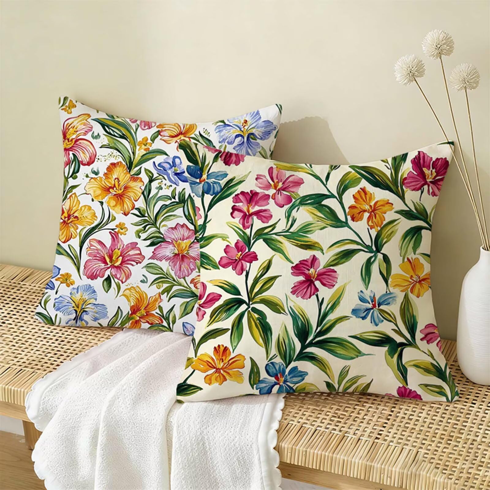 Fundas Cojines 80x80cm Vistoso Juego de 2, Impermeable Exterior Funda Cojin Lino, Cómodo Transpirables, Antimanchas y Durable Funda de Cojines Macizo Primavera Salón, Dormitorio Decoración Hogar X-346